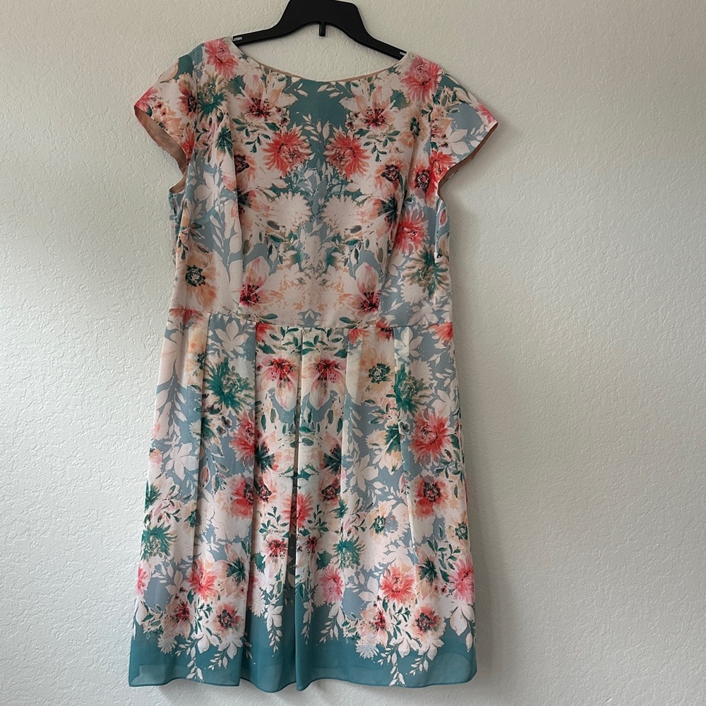 SL Fashions Floral Midi Dress in Pink and Green